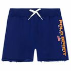 Older Girls Blue Logo Shorts, 1, hi-res