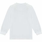 Boys White Logo Long Sleeve Top, 1, hi-res