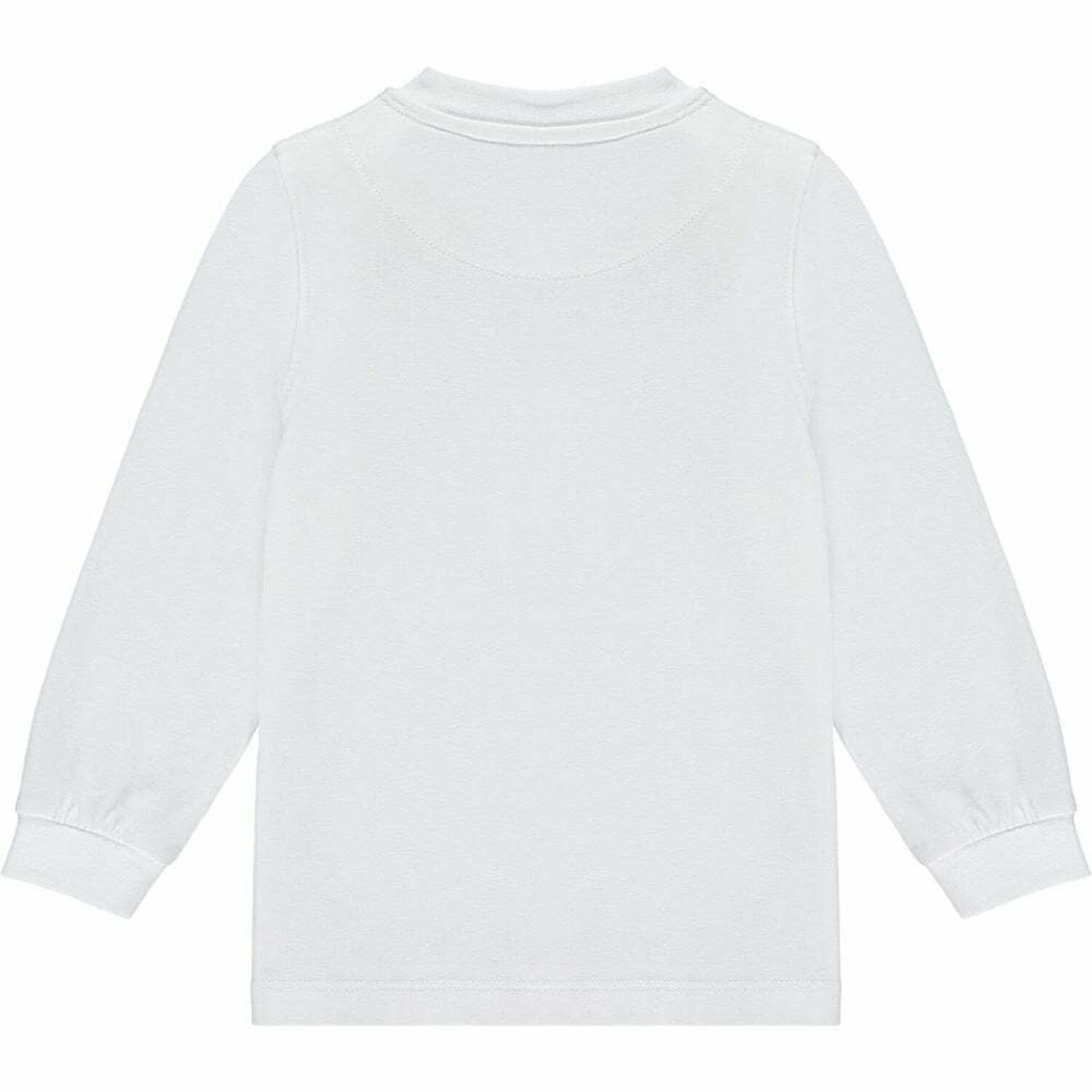 Boys White Logo Long Sleeve Top, 1, hi-res