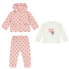 Baby Girls Pink & Ivory 3 Piece Tracksuit, 1, hi-res