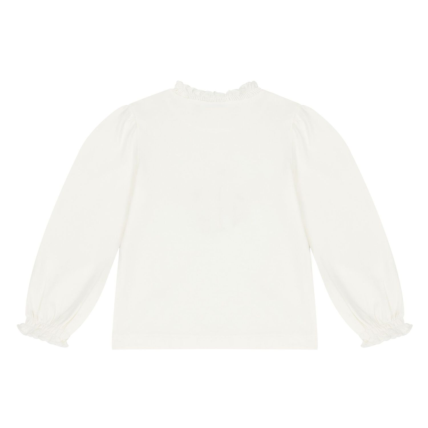 Younger Girls Ivory Flower Long Sleeve Top, 2, hi-res image number null