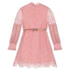 Girls Pink Floral Lace Dress, 1, hi-res