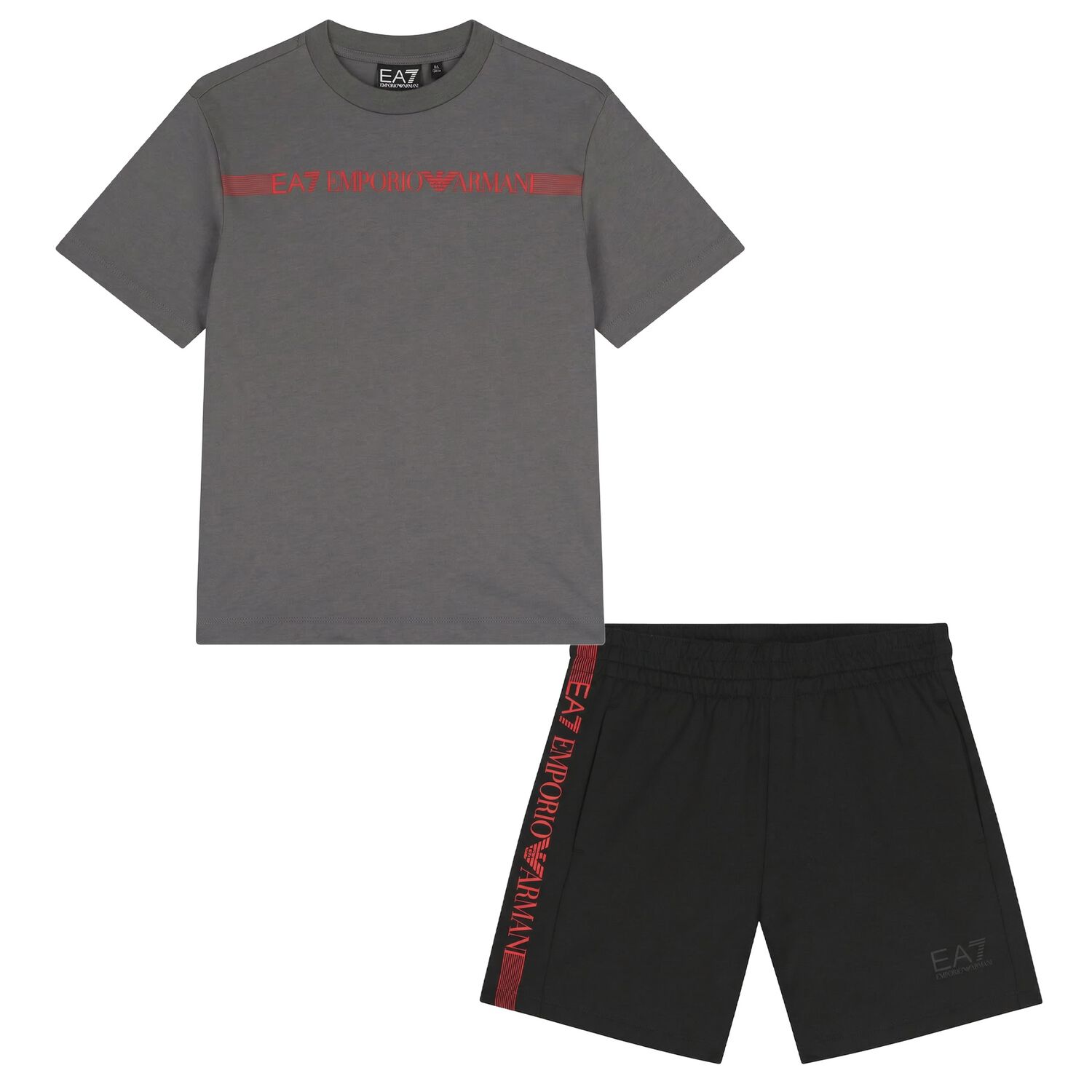 Boys Grey & Black Logo Shorts Set, 4, hi-res