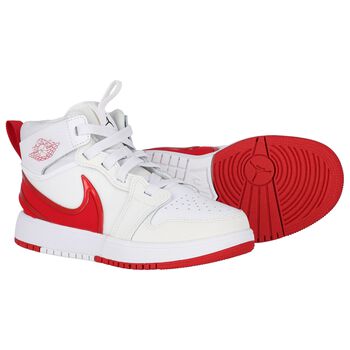 White & Red Jordan 1 Mid Easyon Trainers