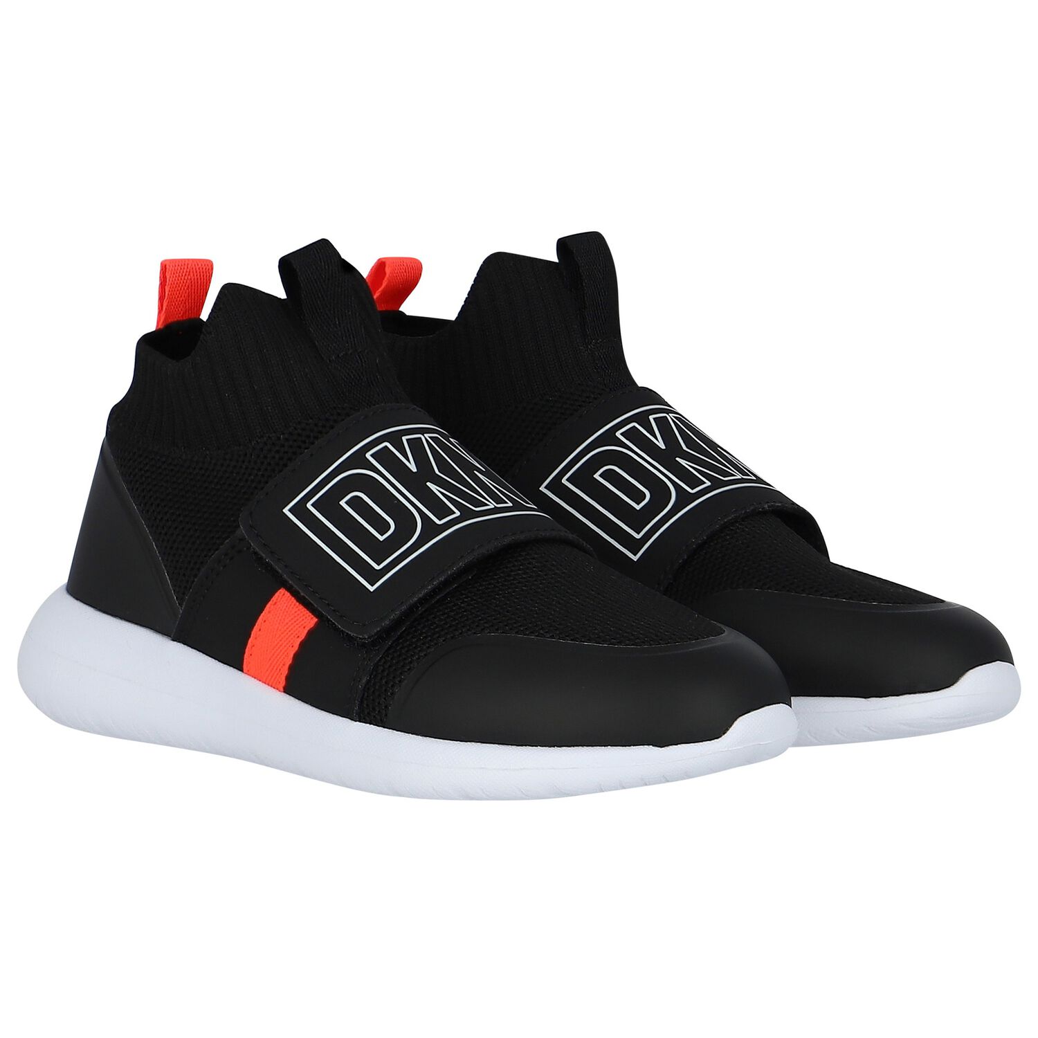Boys Black & White Logo Trainers, 1, hi-res