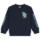 Boys Navy Blue Varsity Logo Sweatshirt, 1, hi-res