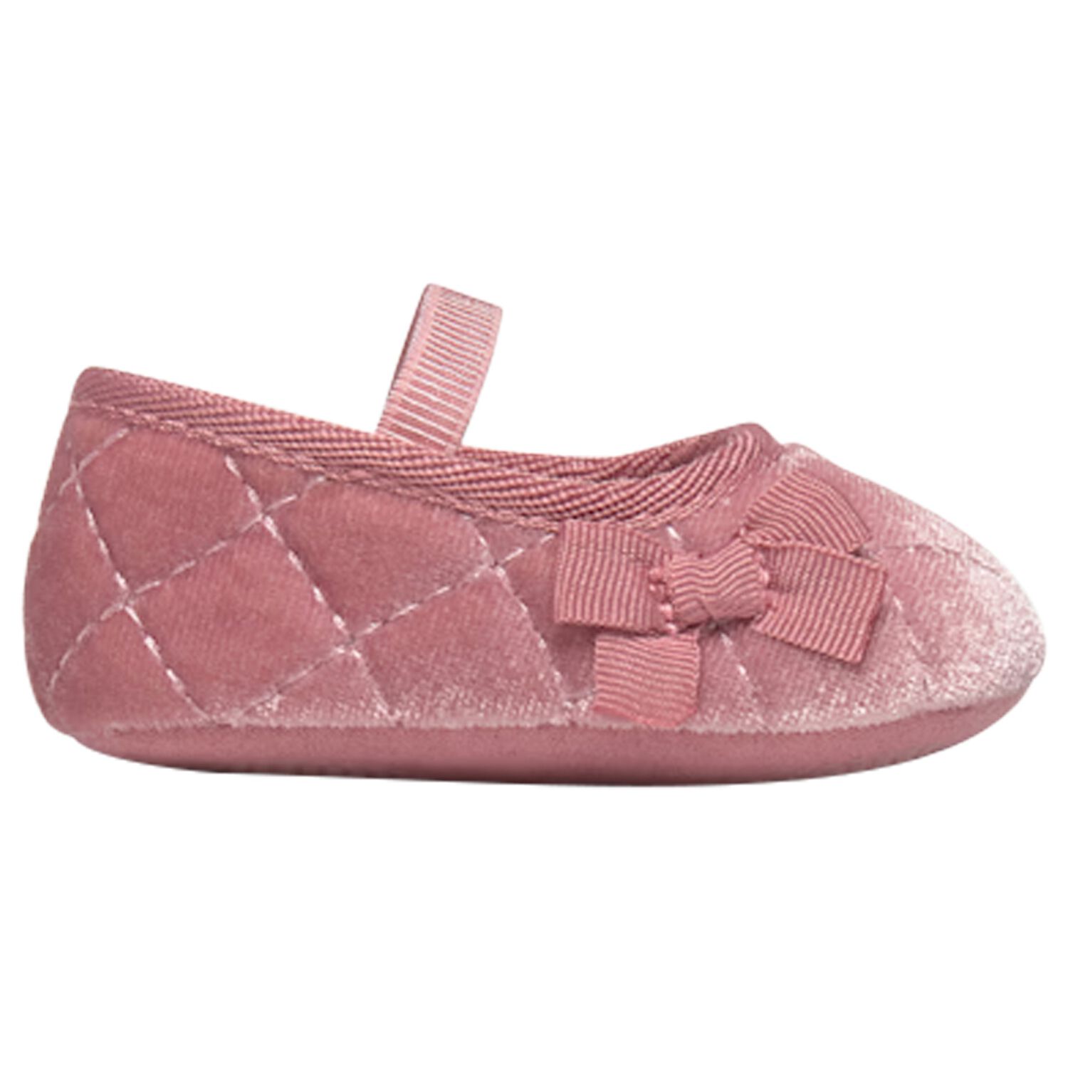 Baby Girls Pink Velvet Pre Walker Shoes, 3, hi-res image number null