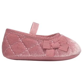 Baby Girls Pink Velvet Pre Walker Shoes