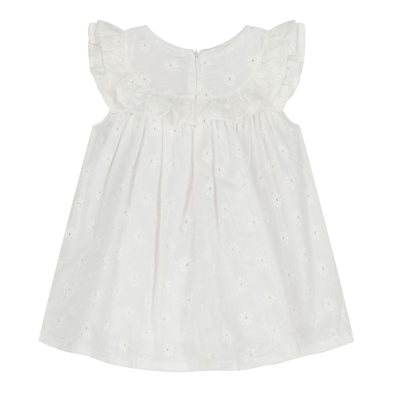 Baby Girls White Broderie Anglaise Dress Set, 1, hi-res