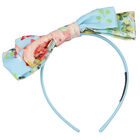 Girls Blue Floral Bow Headband, 2, hi-res