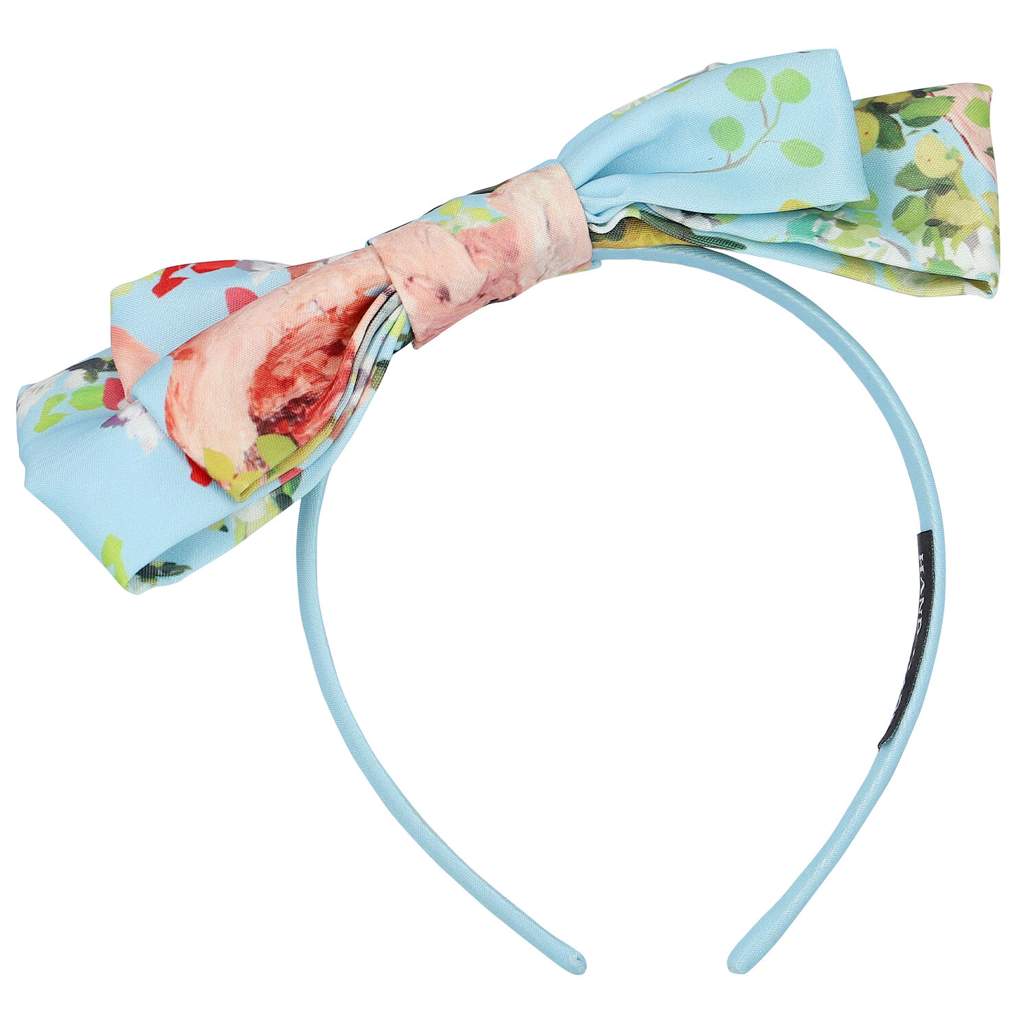 Girls Blue Floral Bow Headband, 2, hi-res