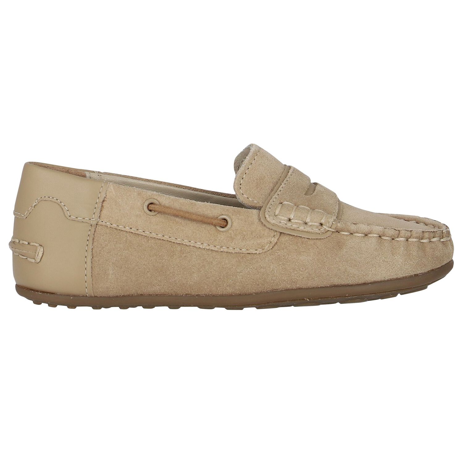 Boys Beige Suede & Leather Loafers, 1, hi-res