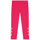 Girls Pink Heart Leggings, 1, hi-res