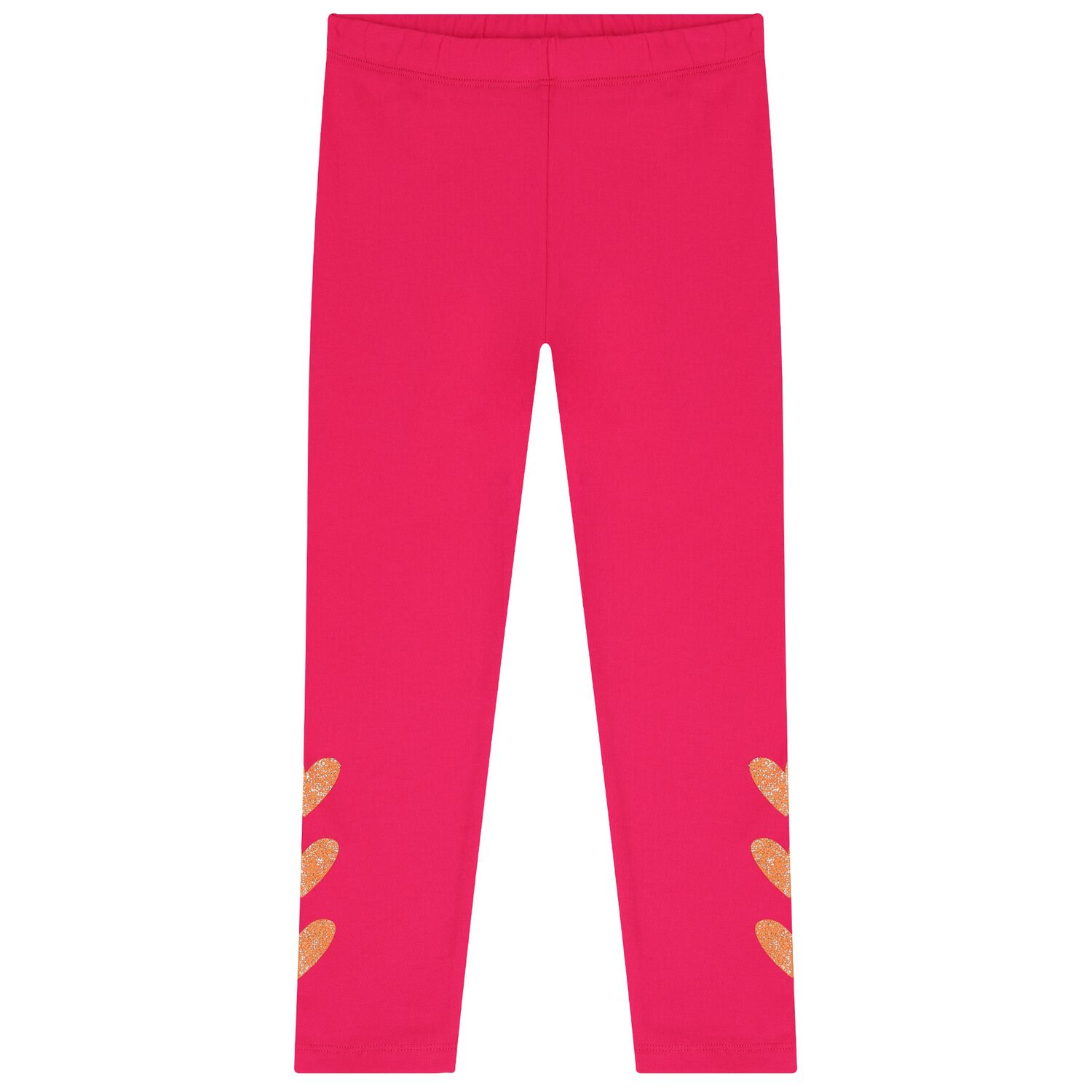 Girls Pink Heart Leggings, 1, hi-res