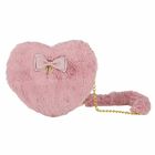 Girls Pink Heart Fur Hand Bag, 1, hi-res