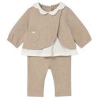 Baby Girls Beige & Ivory Leggings Set, 1, hi-res