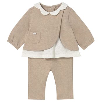 Baby Girls Beige & Ivory Leggings Set