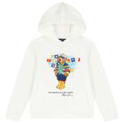 Boys White Logo Polo Bear Hooded Top, 1, hi-res