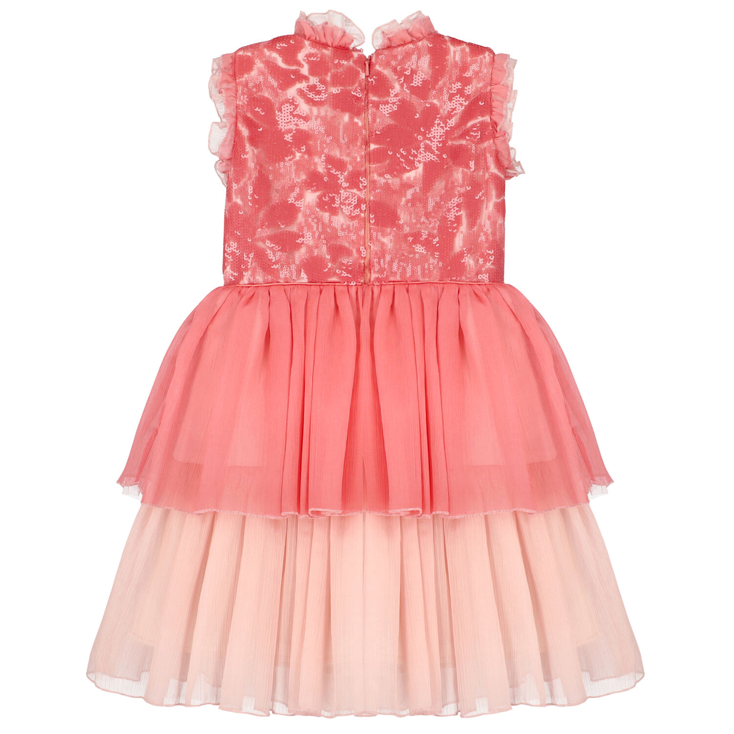 Girls Pink Tiered Chiffon Dress, 1, hi-res image number null