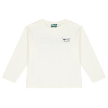 White Logo Long Sleeve Top