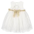 Younger Girls White & Gold Dress, 1, hi-res