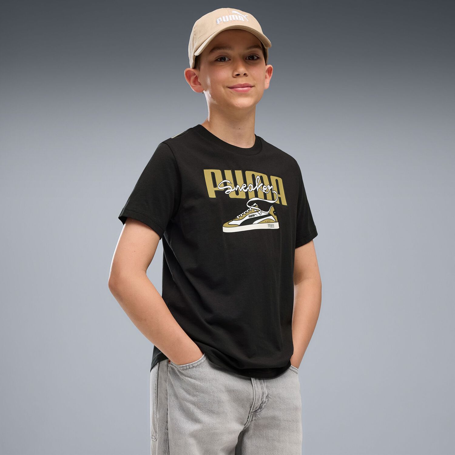 Boys Black Logo T-Shirt, 1, hi-res
