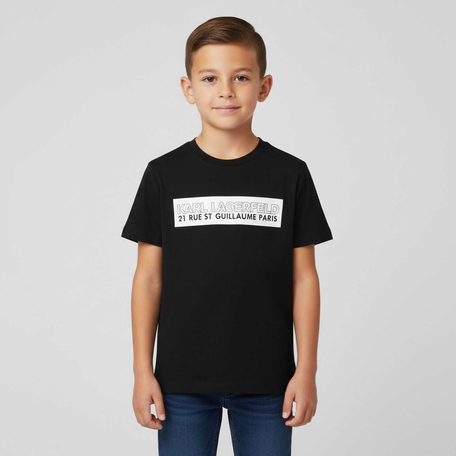 Boys Black Logo T-Shirt, 1, hi-res
