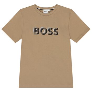 Boys Beige Logo T-Shirt