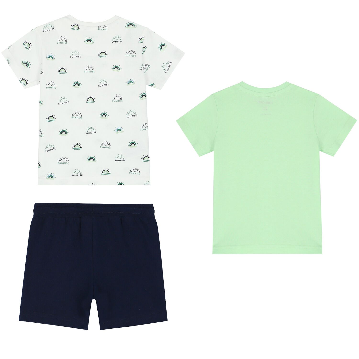 Younger Boys White, Navy & Green Shorts Set, 2, hi-res