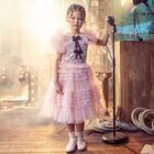 Girls Pink & Black Bow Tulle Dress, 1, hi-res