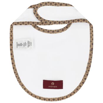 Baby Boys White & Blue Logo Bib