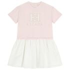 Girls Pink & White Logo Dress, 1, hi-res