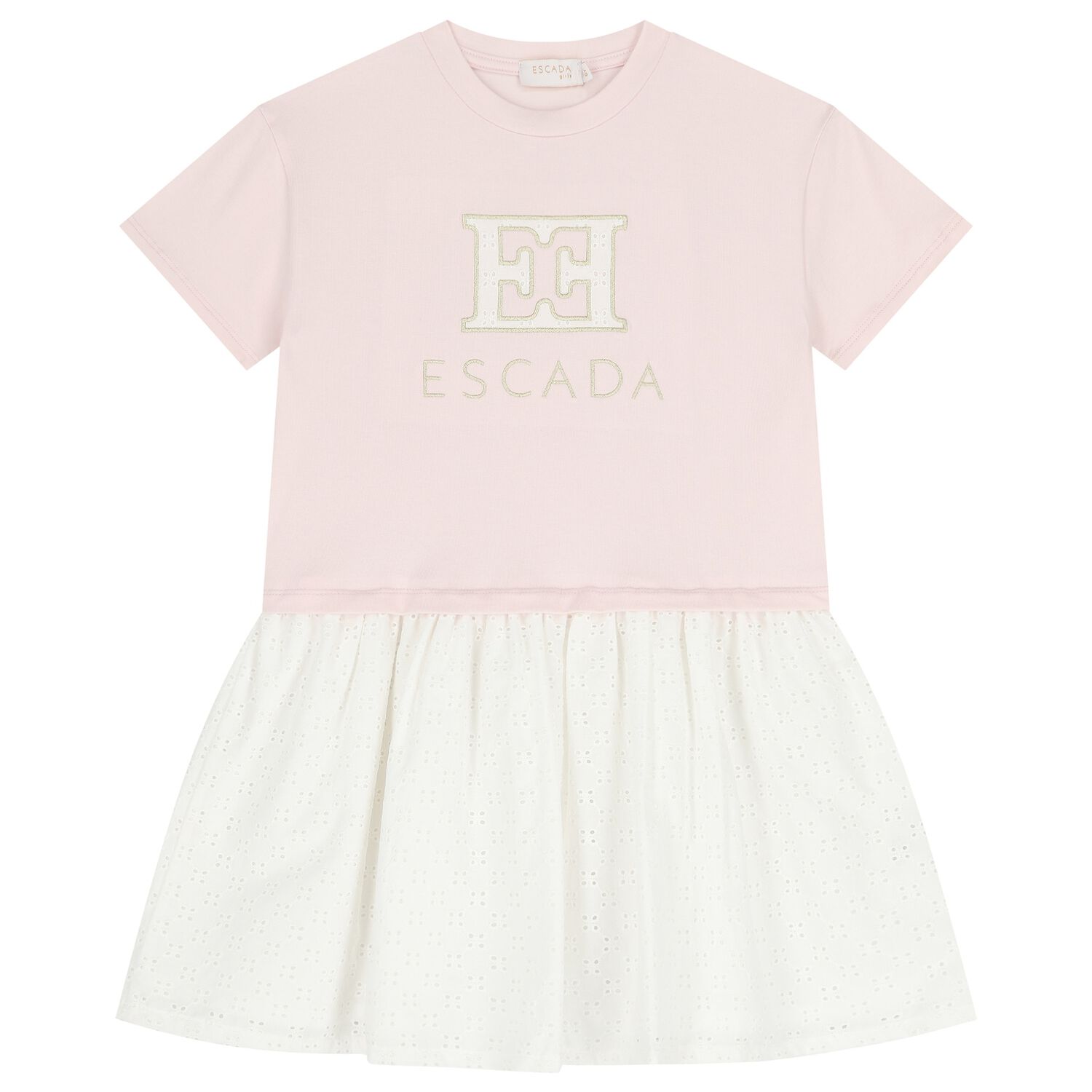 Girls Pink & White Logo Dress, 1, hi-res