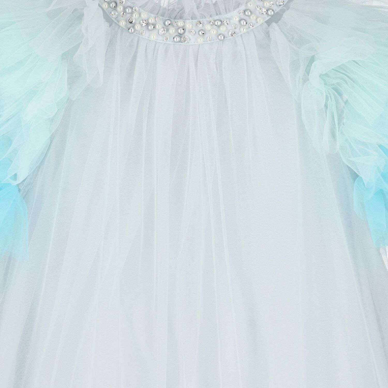 Girls Blue Ruffled Tulle Dress, 1, hi-res