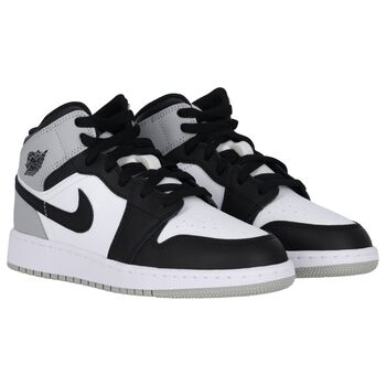 Black, Grey & White Air Jordan 1 Mid Trainers