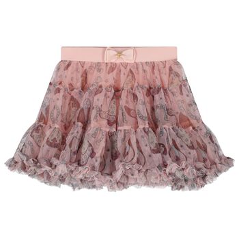 Girls Beige & Gold Tule Skirt