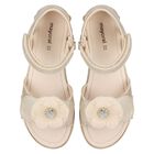 Girls Beige Flower Sandals, 1, hi-res