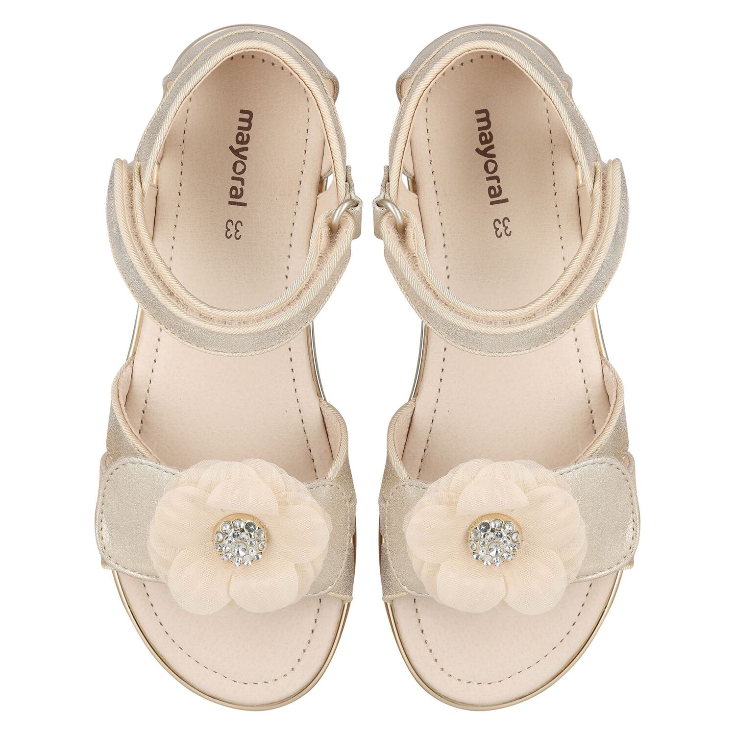 Girls Beige Flower Sandals, 1, hi-res image number null