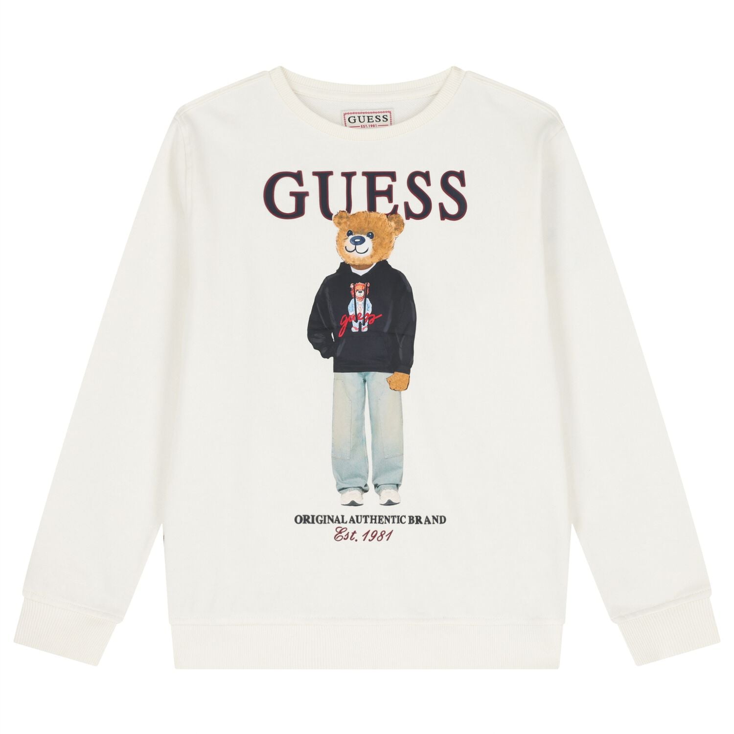 Boys Ivory Teddy Bear Logo Sweatshirt, 1, hi-res