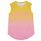 Girls Yellow & Pink Printed Sleeveless Top, 1, hi-res