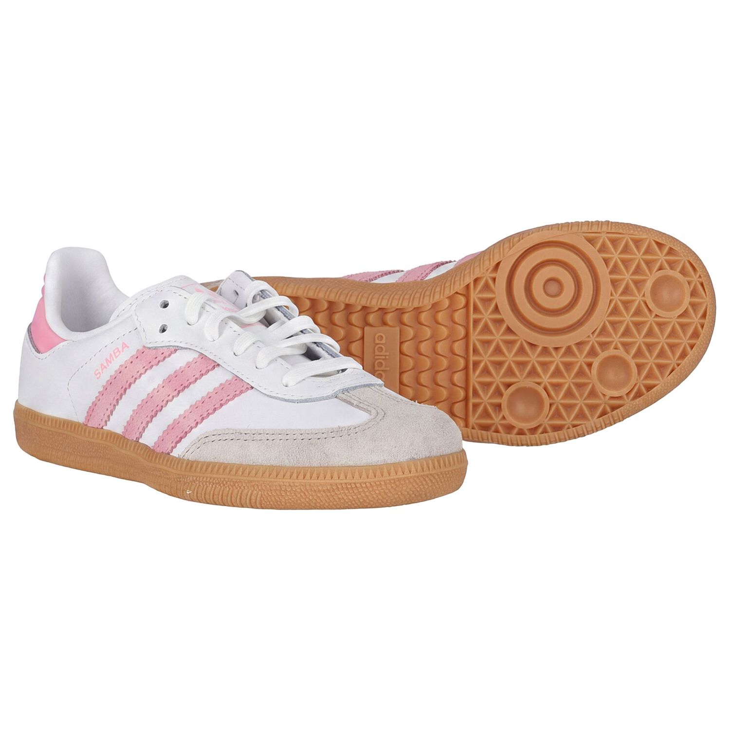Girls White & Pink Samba OG Trainers, 1, hi-res