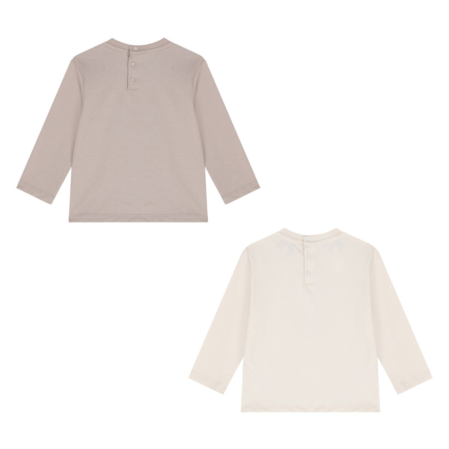 Younger Boys Beige & Ivory Logo Long Sleeve Top ( 2-Pack ), 1, hi-res