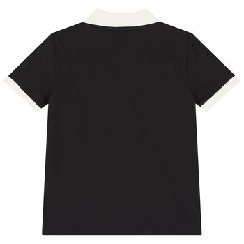Boys Black & Ivory Polo Shirt