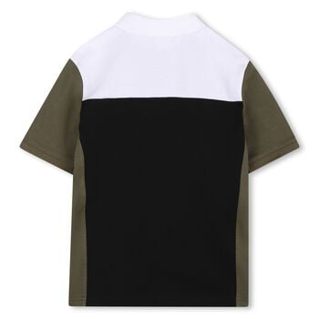 Boys Black, Green & White Logo Polo Shirt