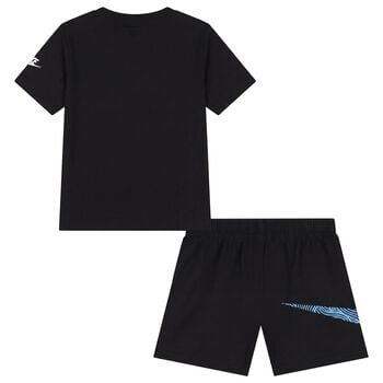 Boys Black Logo Shorts Set