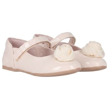 Girls Ivory Flower Shoes 