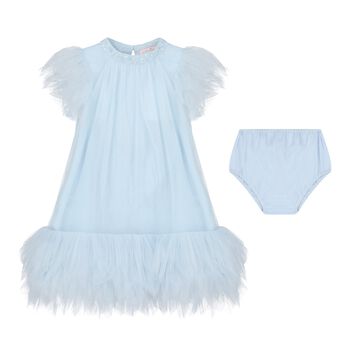 Baby Girls Blue Ruffled Tulle Dress Set
