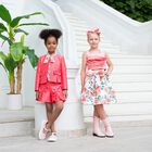 Girls Coral Bow Headband, 1, hi-res