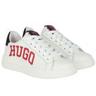 Boys White Logo Trainers, 1, hi-res