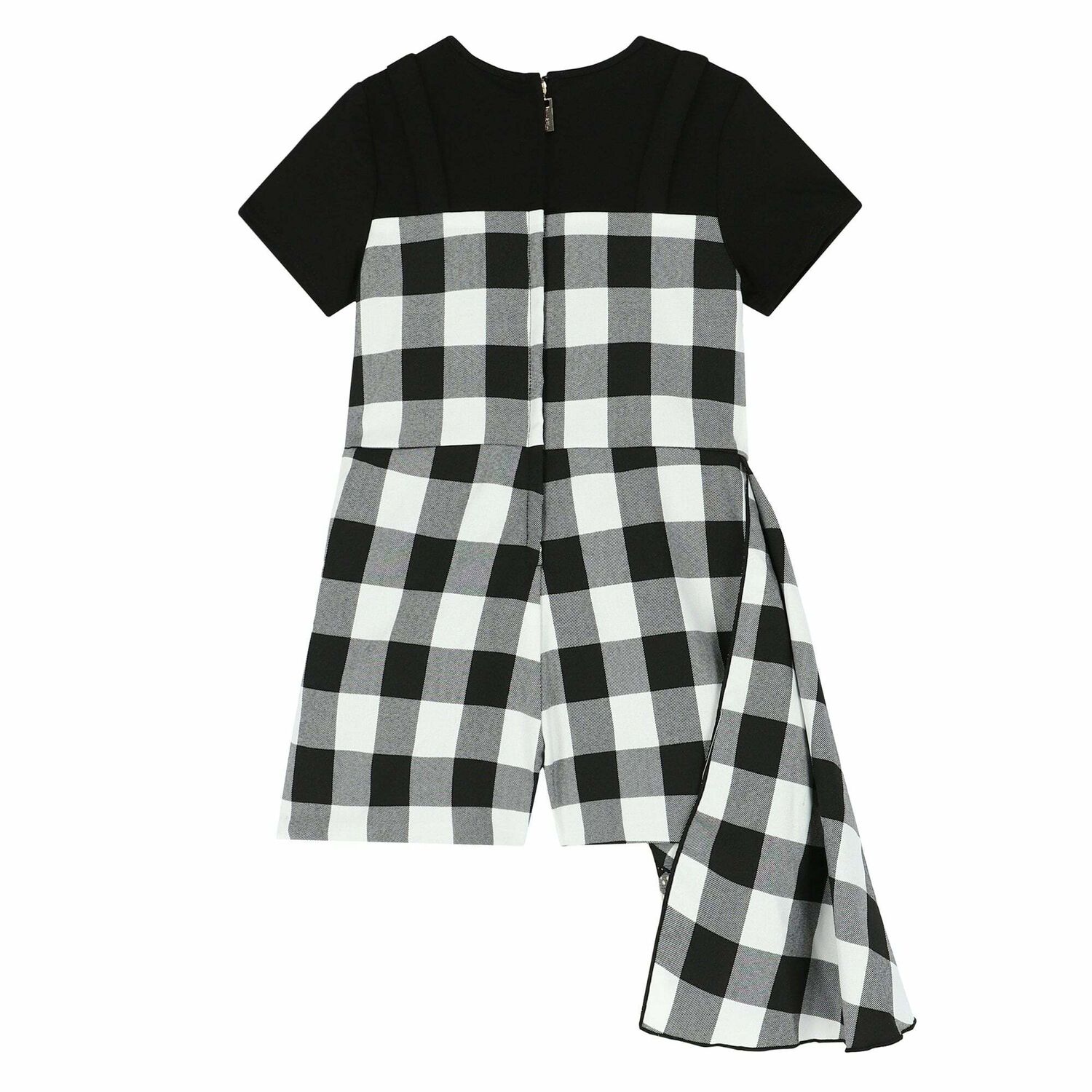 Girls Black & White Gingham Playsuit, 1, hi-res